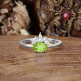 1 Carat Oval Cut 4 Prong Peridot Anniversary Ring Puppy Paw Unique Ring